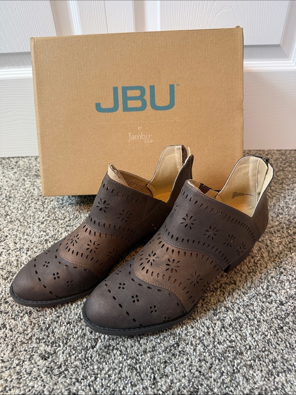 JBU Women’s Dark Brown Perforated Ankle Booties
